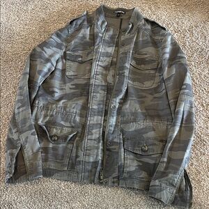 Express Men’s Gray Camo Military Field Jacket